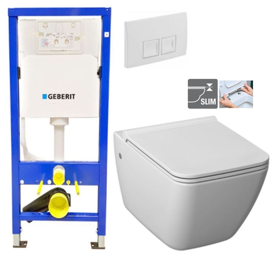 GEBERIT DuofixBasic s bílým tlačítkem DELTA50 + WC JIKA PURE + SEDÁTKO DURAPLAST 458.103.00.1 50BI PU1