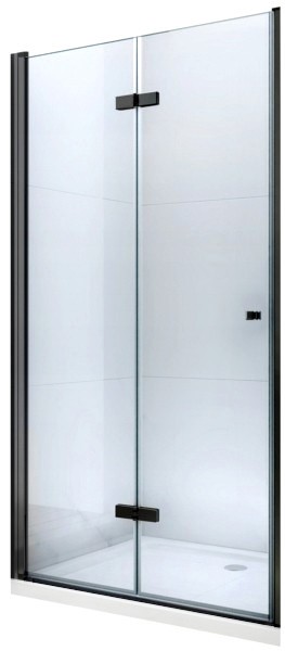 MEXEN LIMA skládací dveře 80x190 cm 6mm, černé, transparent se stěnovým profilem 856-080-000-70-00