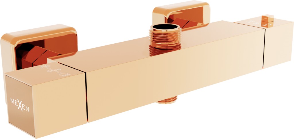 MEXEN Cube termostatická sprchová baterie růžové zlato 77250-60