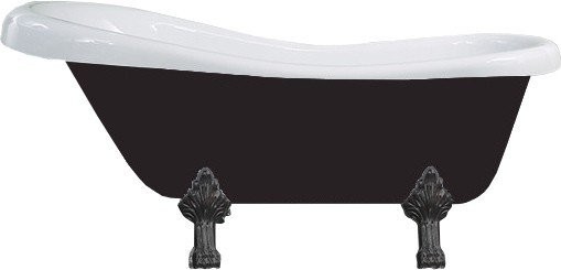 MEXEN/S Retro volně stojící vana 170x75 cm bílá / černá černá nohy , sifon chrom 53251707575-70