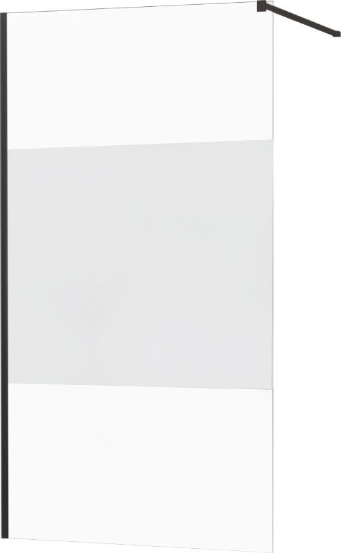 MEXEN/S KIOTO Sprchová zástěna WALK-IN 100x200 cm 8 mm, černá, Transparent/matné sklo 800-100-101-70-35