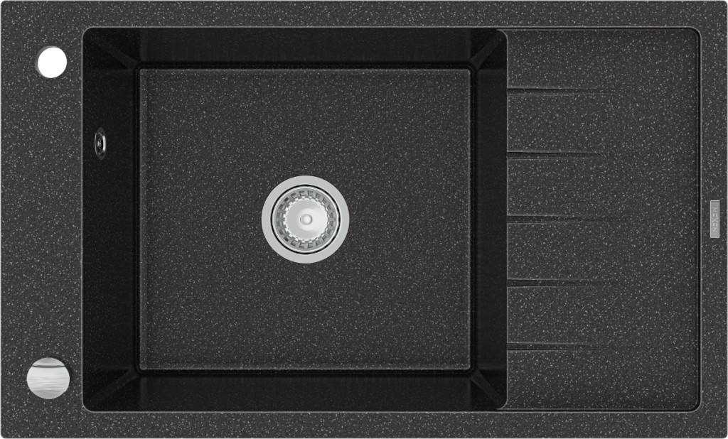 MEXEN Elias granitový dřez 1 mísa dřez s odkapávací krátký Board 795x480 mm, černá mottled 6511791005-76
