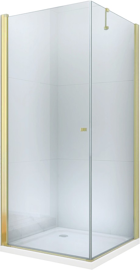 MEXEN/S Pretoria otevírací sprchový kout 70x80, sklo transparent, zlatá + vanička 852-070-080-50-00-4010