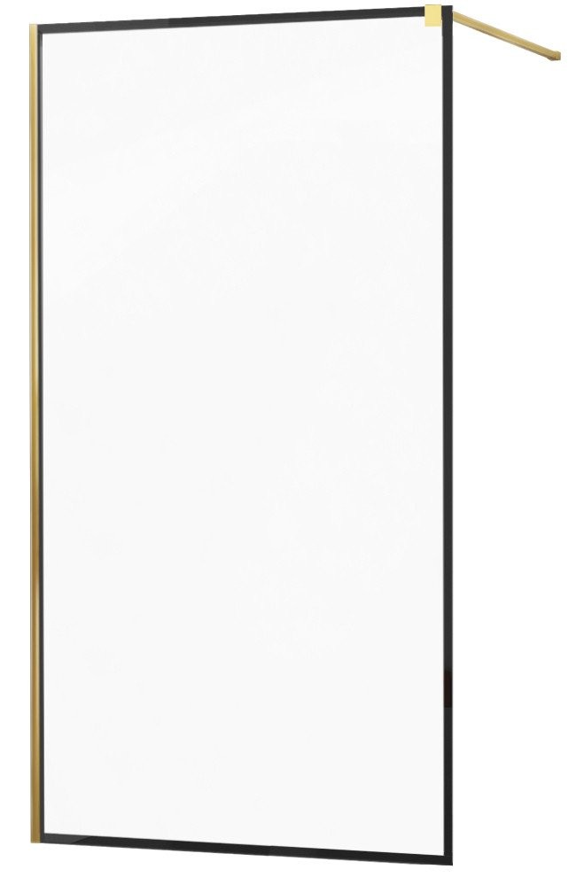 MEXEN/S KIOTO Sprchová zástěna WALK-IN 100x200 cm 8 mm, zlatá, černý profil 800-100-101-50-70