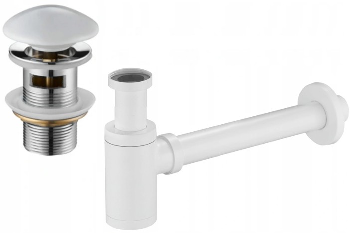 MEXEN/S Umyvadlový sifon s výpustí click-clack s keramickou zátkou s přepadem, bílý 7992050-25