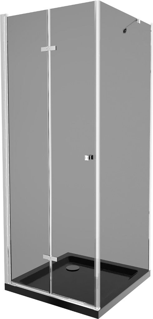 MEXEN/S Lima sprchový kout zalamovací dveře 80 x 80, grafit, chrom + Flat černá vanička se sifonem 856-080-080-01-40-4070