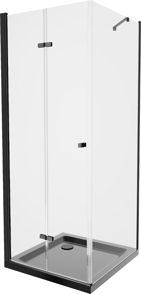 MEXEN/S Lima sprchový kout zalamovací dveře 90 x 90, transparent, černý + Flat černá vanička se sifonem 856-090-090-70-00-4070B