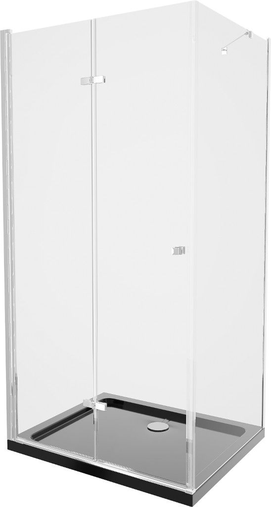 MEXEN/S Lima sprchový kout zalamovací dveře 100 x 80, transparent, chrom + Flat černá vanička se sifonem 856-100-080-01-00-4070