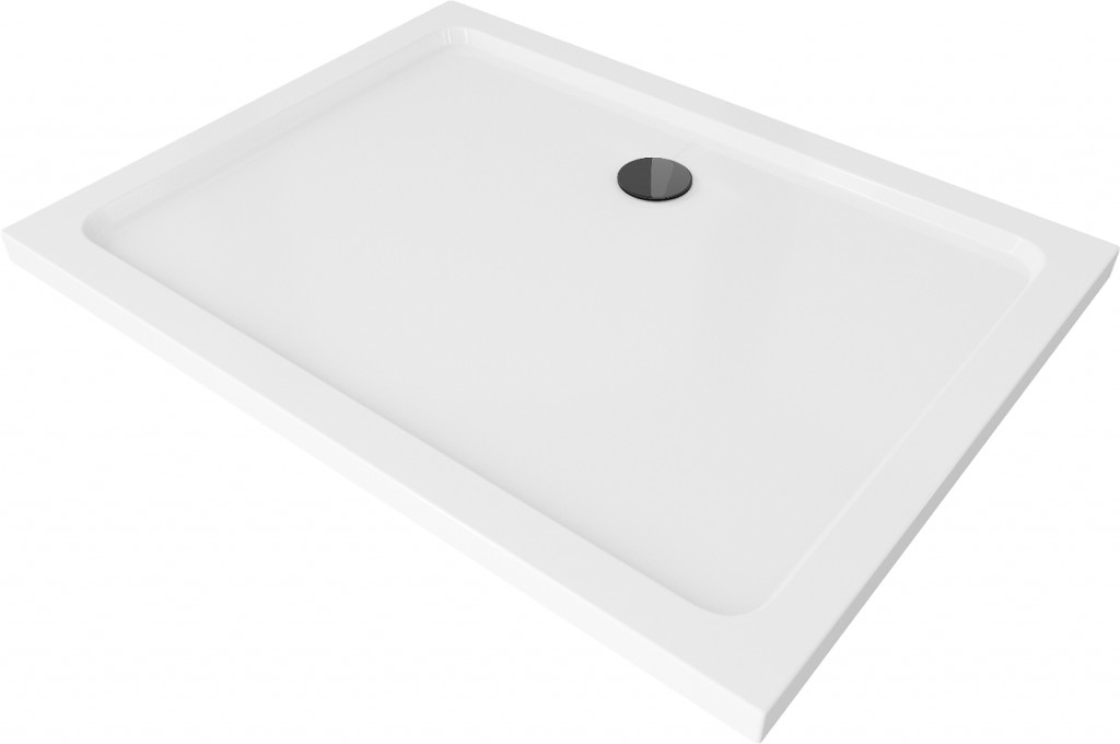 MEXEN/S Flat sprchová vanička obdélníková slim 130 x 80, bílá + černý sifon 40108013B