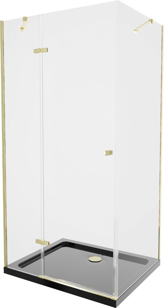 MEXEN/S Roma sprchový kout 80x100, transparent, zlatá + černá vanička se sifonem 854-080-100-50-00-4070G