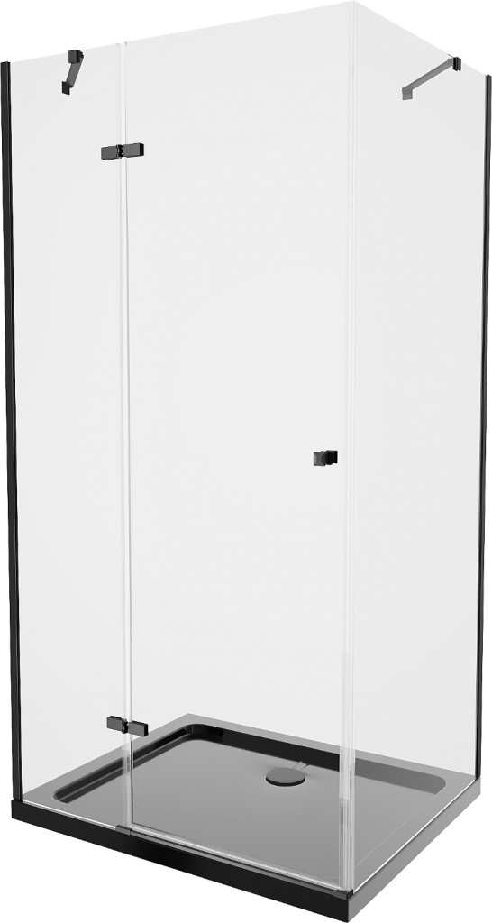 MEXEN/S Roma sprchový kout 90x100, transparent, černá + černá vanička se sifonem 854-090-100-70-00-4070B