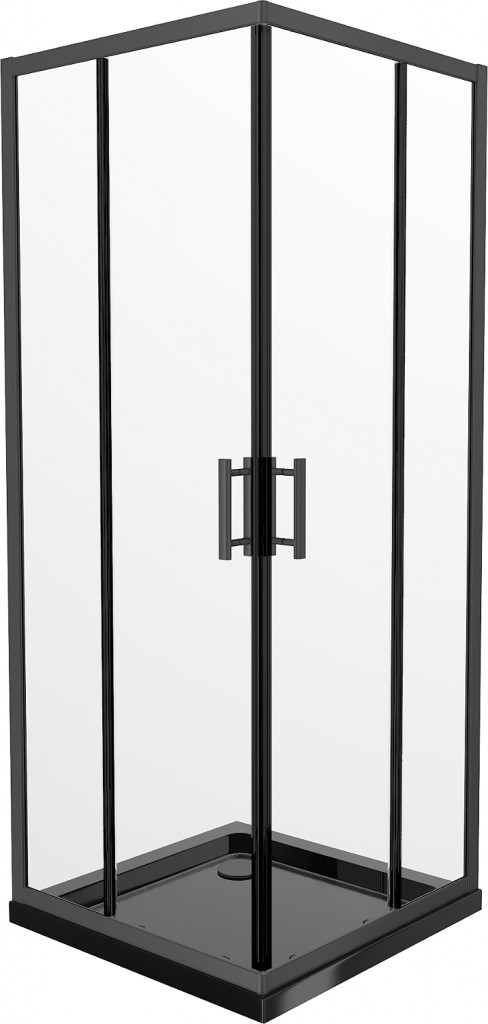 MEXEN/S Rio sprchový kout 80 x 80, transparent, černá + vanička včetně sifonu 860-080-080-70-00-4070B