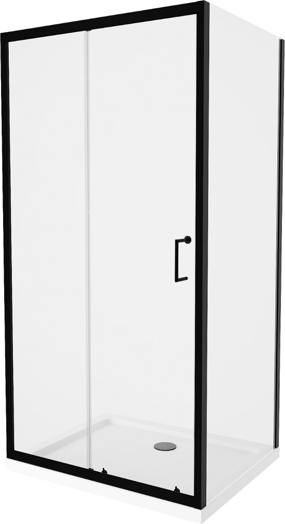 MEXEN/S Apia Sprchový kout 90x70, transparent, černá + vanička se sifonem 840-090-070-70-00-4010B