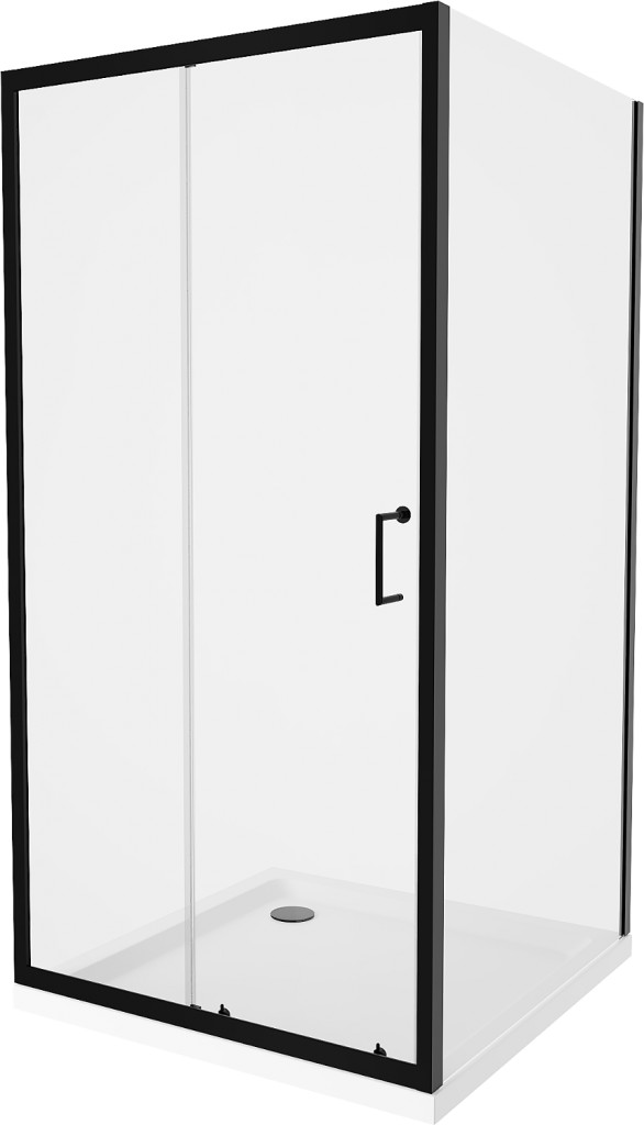 MEXEN/S Apia Sprchový kout 100x100, transparent, černá + vanička se sifonem 840-100-100-70-00-4010B