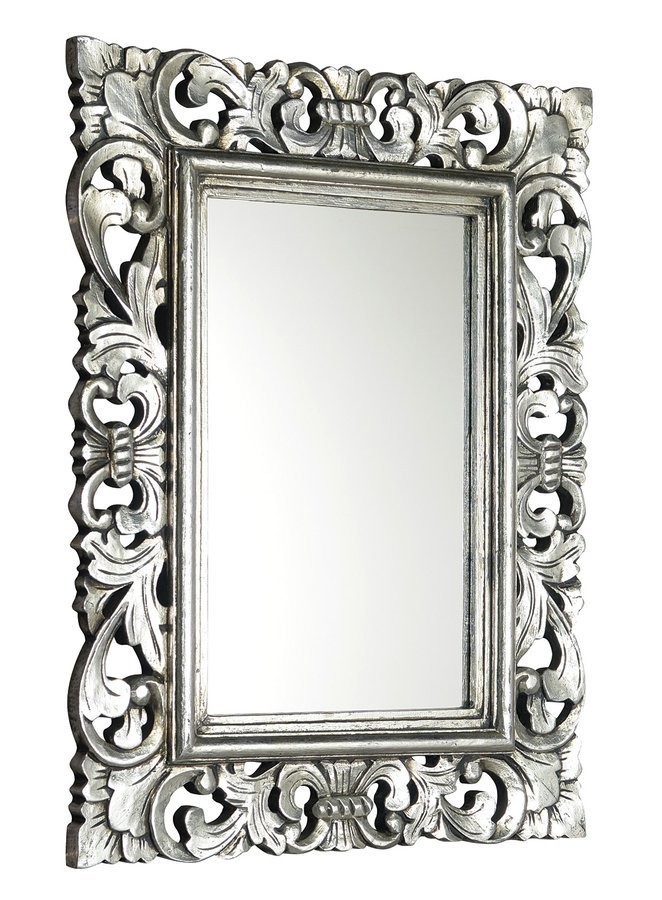 SAPHO SAMBLUNG zrcadlo ve vyřezávaném rámu 60x80cm, stříbrná IN115