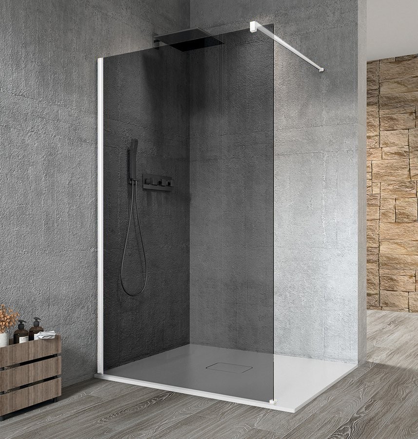 GELCO VARIO WHITE jednodílná sprchová zástěna k instalaci ke stěně, kouřové sklo, 800  GX1380GX1015