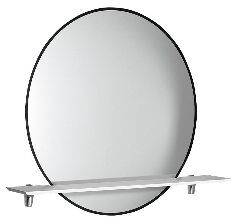 SAPHO SHARON kulaté zrcadlo s LED podsvícením a s policí ø 80cm, černá mat ((E28904CI-01) 31255CI-01