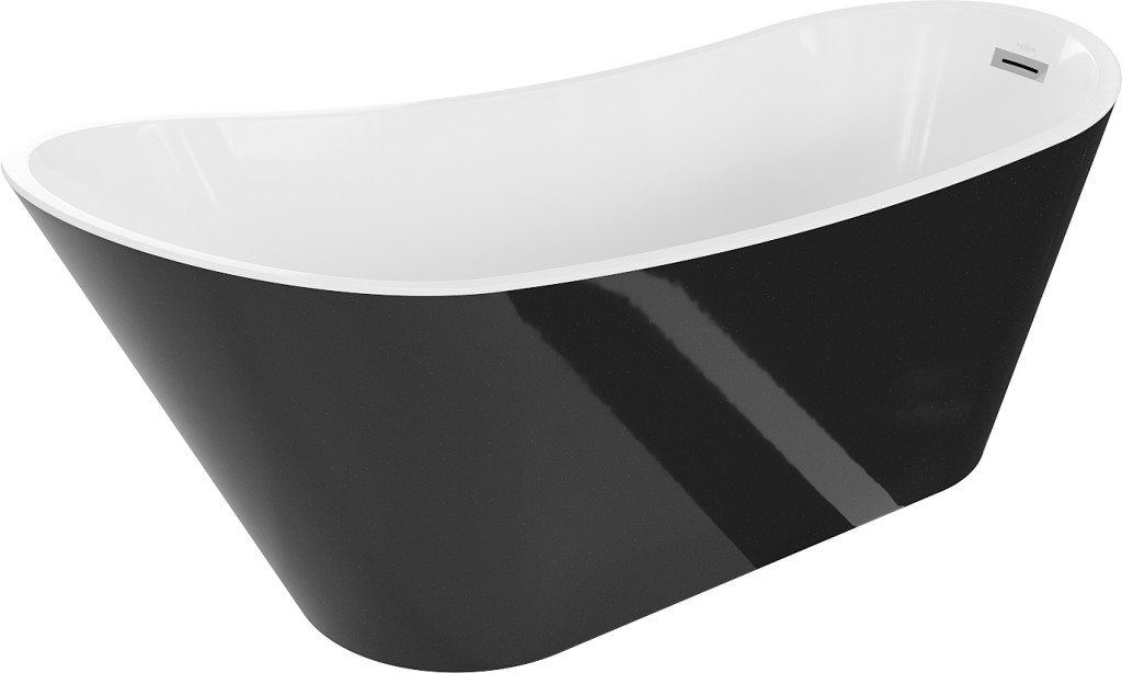 MEXEN Alta vana volně stojící 170x75 cm, bílá/černá, sifon chrom 52141707575