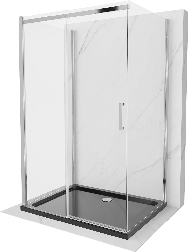 MEXEN/S OMEGA sprchový kout 3-stěnný 140x90, transparent, chrom + vanička včetně sifonu 825-140-090-01-00-3s-4070