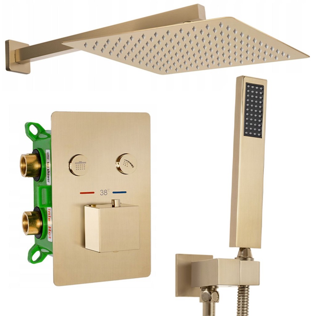 REA Sprchový termostatický set FENIX DAVIS zlatá kartáčová z termostatem + BOX REA-P6358