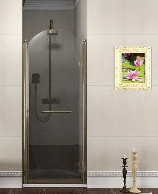 Sapho ANTIQUE sprchové dveře otočné, 800mm, pravé, ČIRÉ sklo, bronz, světlý odstín GQ1380RCL