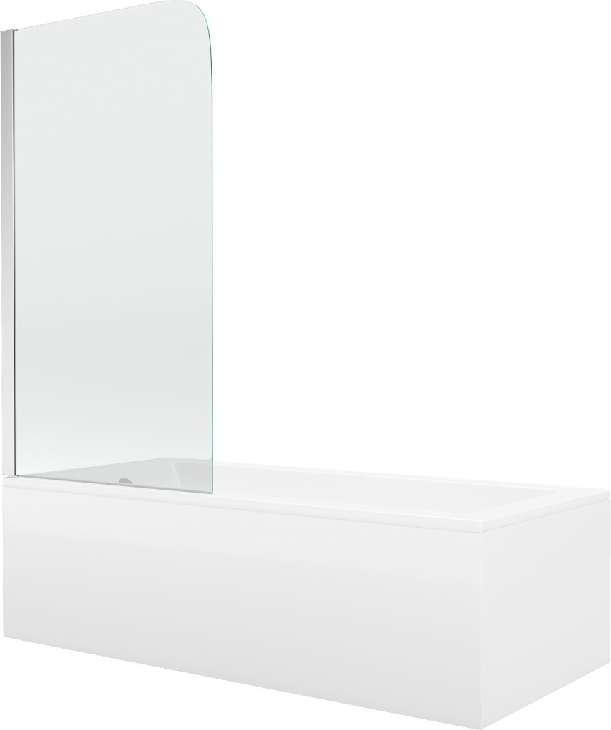 MEXEN/S Cubik obdélníková vana 150 x 70 cm s panelem  + vanová zástěna 75 cm, transparent, chrom 550315070X9007510100