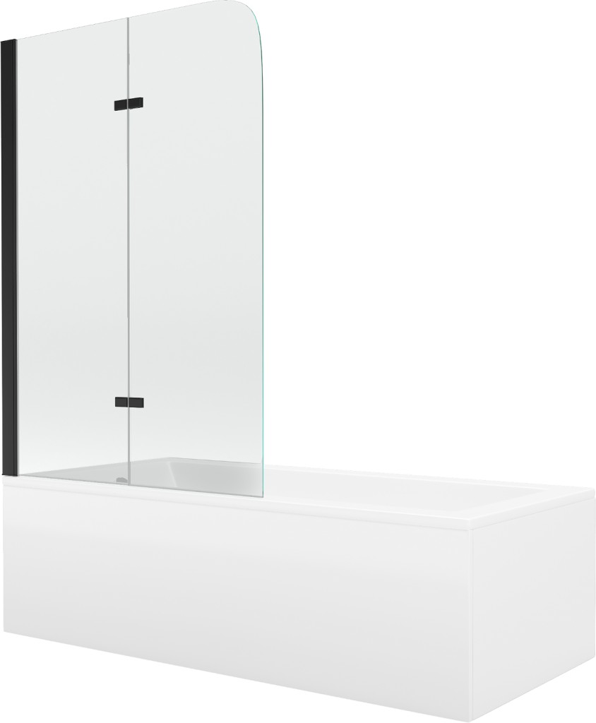 MEXEN/S Cubik obdélníková vana 150 x 70 cm s panelem  + vanová zástěna 100 cm, transparent,  černá 550315070X9010027000