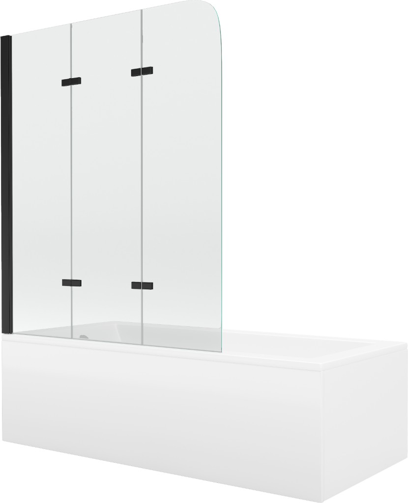 MEXEN/S Cubik obdélníková vana 150 x 70 cm s panelem  + vanová zástěna 120 cm, transparent,  černá 550315070X9012037000