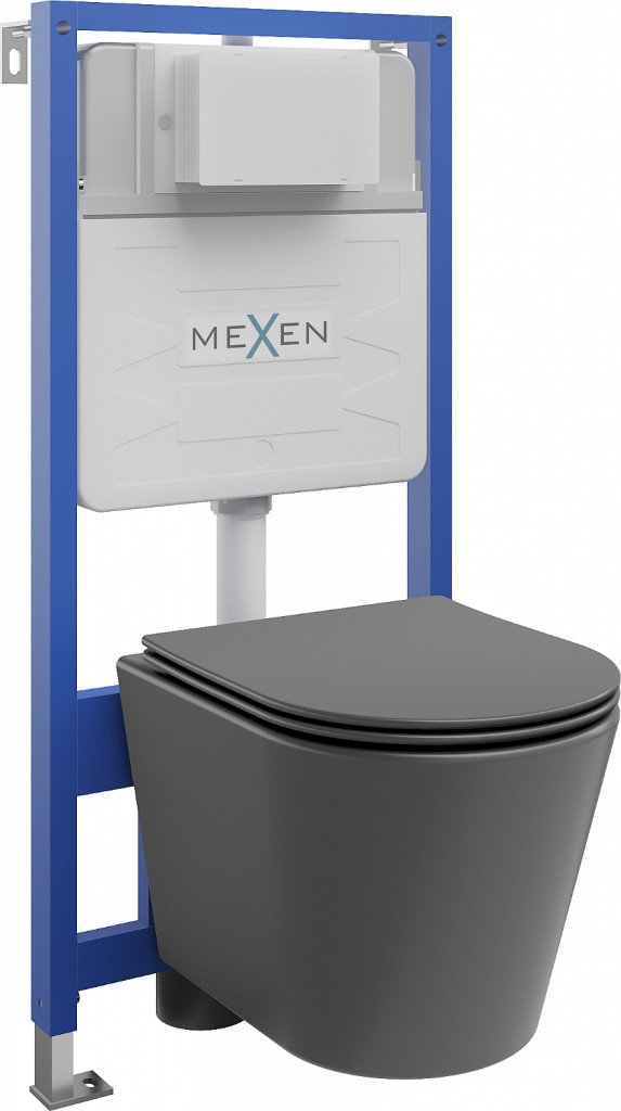 MEXEN/S WC předstěnová instalační sada Fenix Slim s mísou WC Rico + sedátko softclose, tmavě šedá mat 61030724071