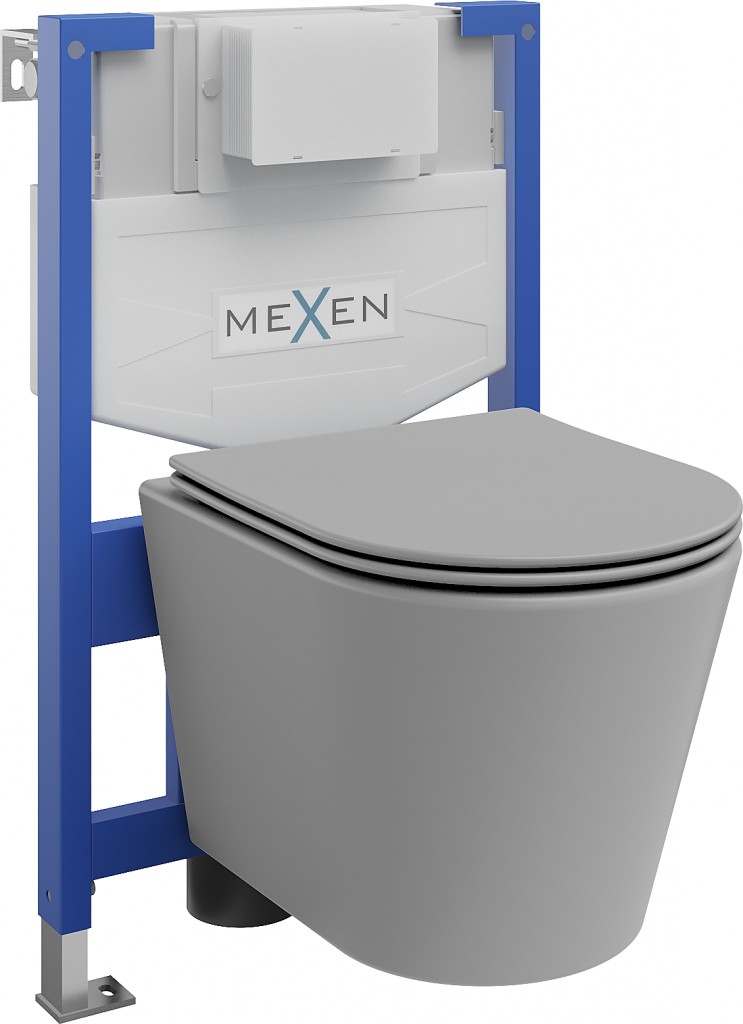 MEXEN/S WC předstěnová instalační sada Fenix XS-F s mísou WC Rico + sedátko softclose, světle šedá mat 68030724061