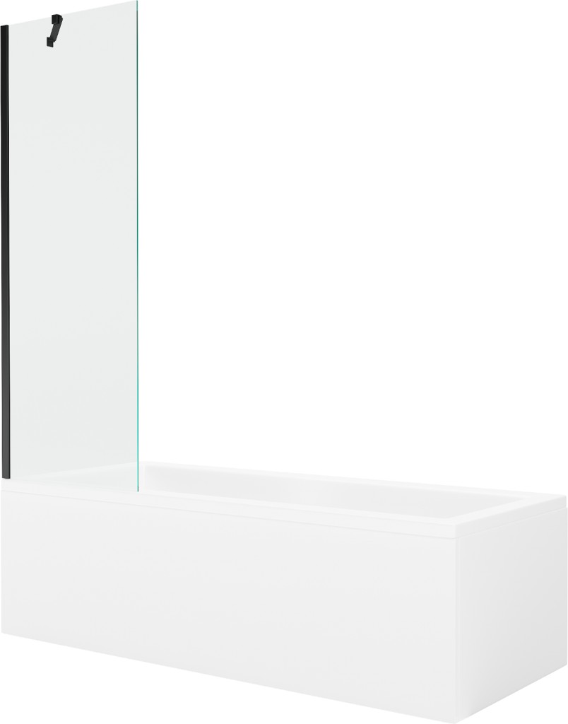 MEXEN/S Cubik obdélníková vana 150 x 70 cm s panelem + vanová zástěna 60 cm, transparent, černá 550315070X9506000070