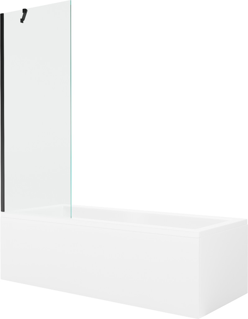 MEXEN/S Cubik obdélníková vana 150 x 70 cm s panelem + vanová zástěna 70 cm, transparent, černá 550315070X9507000070