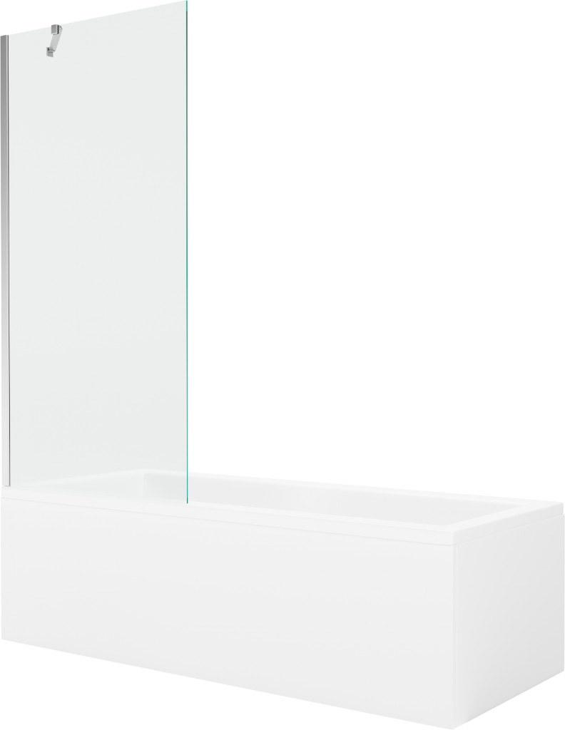 MEXEN/S Cubik obdélníková vana 150 x 70 cm s panelem + vanová zástěna 80 cm, transparent, chrom 550315070X9508000001