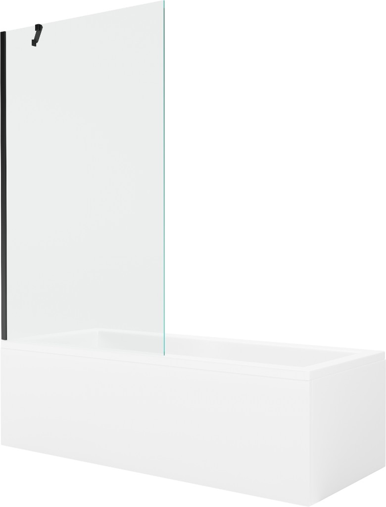 MEXEN/S Cubik obdélníková vana 150 x 70 cm s panelem + vanová zástěna 100 cm, transparent, černá 550315070X9510000070