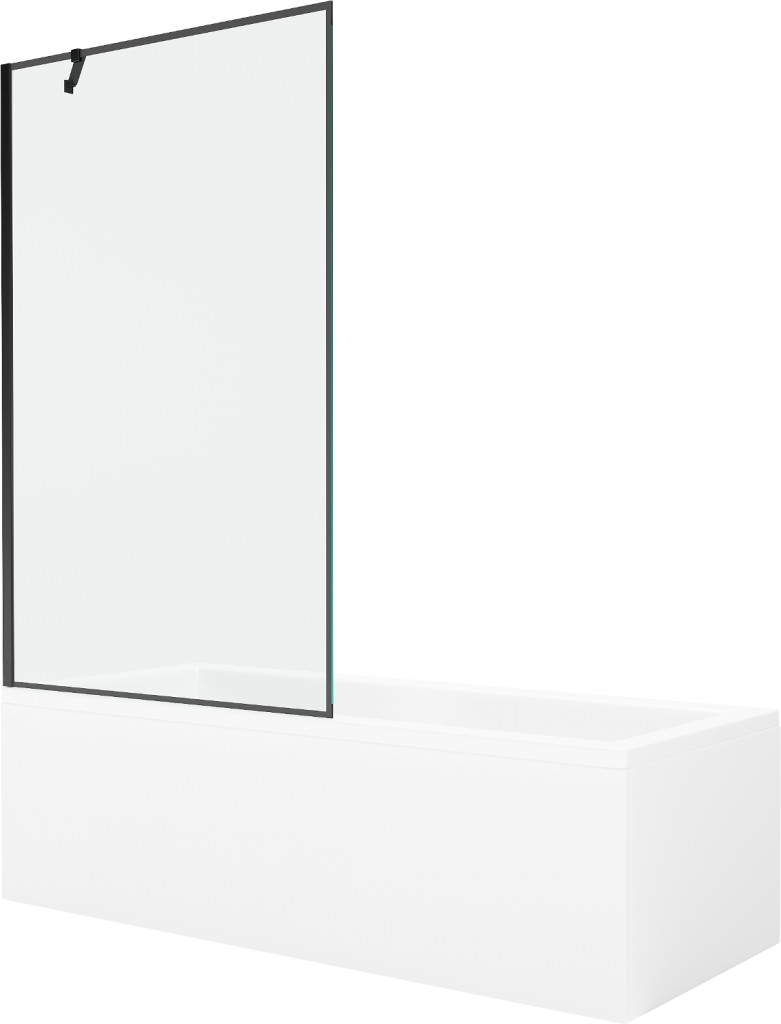 MEXEN/S Cubik obdélníková vana 150 x 70 cm s panelem + vanová zástěna 100 cm, černá vzor 550315070X9510007070