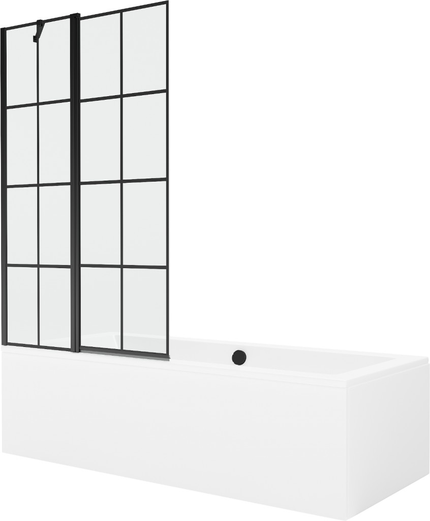 MEXEN/S Cube obdélníková vana 170 x 80 cm s panelem + vanová zástěna 100 cm, černá vzor 550517080X9410117077