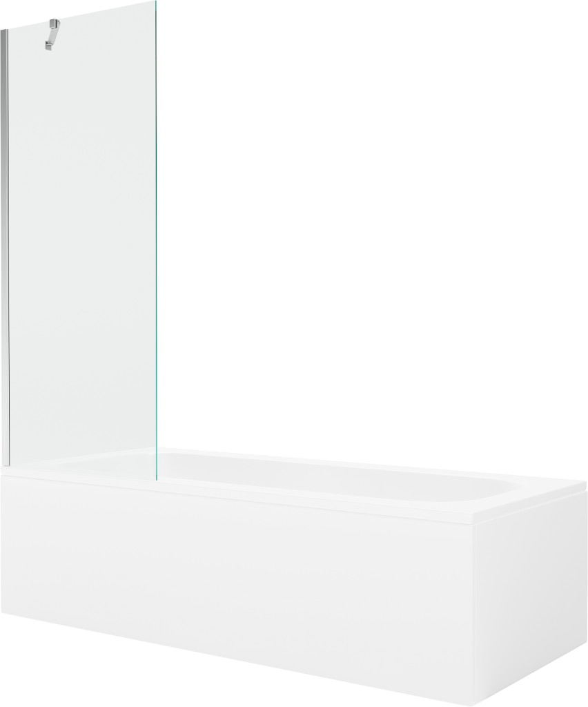MEXEN/S Vega obdélníková vana 150 x 70 cm s panelem + vanová zástěna 70 cm, transparent, chrom 550115070X9507000001