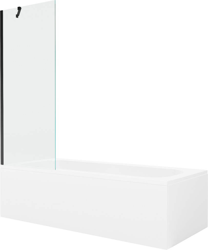 MEXEN/S Vega obdélníková vana 150 x 70 cm s panelem + vanová zástěna 70 cm, transparent, černá 550115070X9507000070