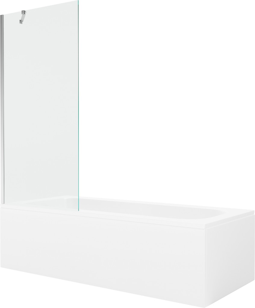 MEXEN/S Vega obdélníková vana 150 x 70 cm s panelem + vanová zástěna 80 cm, transparent, chrom 550115070X9508000001