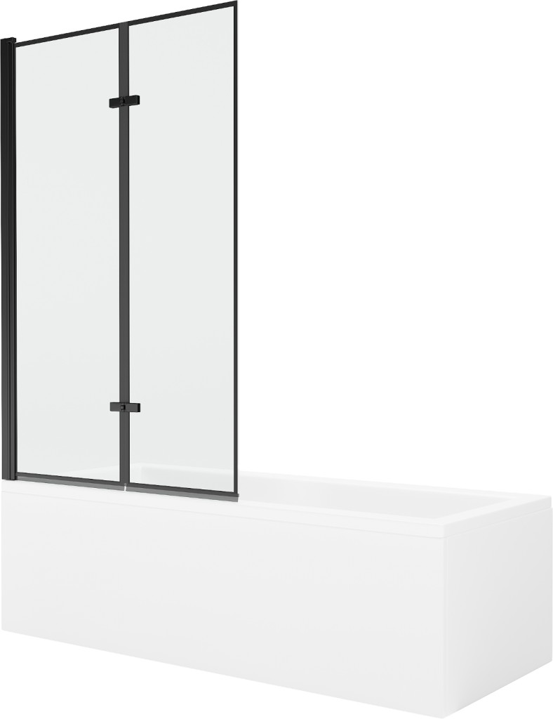 MEXEN/S Cubik obdélníková vana 150 x 70 cm s panelem + vanová zástěna 100 cm, černá vzor 550315070X9210027070