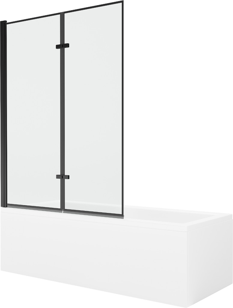 MEXEN/S Cubik obdélníková vana 150 x 70 cm s panelem + vanová zástěna 120 cm, černá vzor 550315070X9212027070