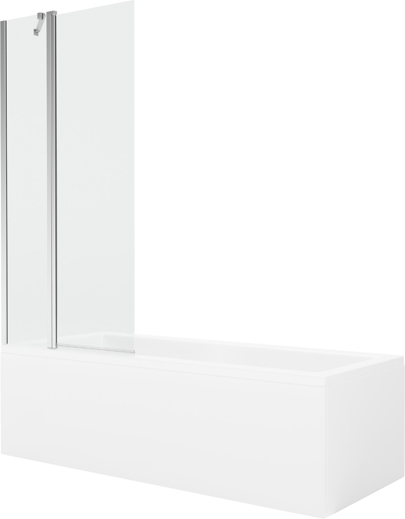 MEXEN/S Cubik obdélníková vana 150 x 70 cm s panelem + vanová zástěna 80 cm, transparent, chrom 550315070X9408110100