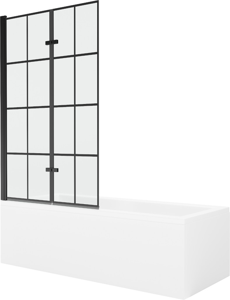 MEXEN/S Cubik obdélníková vana 170 x 70 cm s panelem + vanová zástěna 100 cm, černá vzor 550317070X9210027077