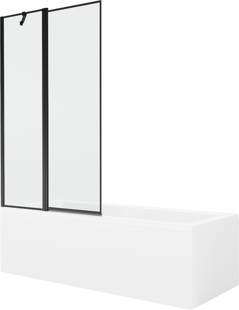 MEXEN/S Cubik obdélníková vana 170 x 70 cm s panelem + vanová zástěna 100 cm, černá vzor 550317070X9410117070