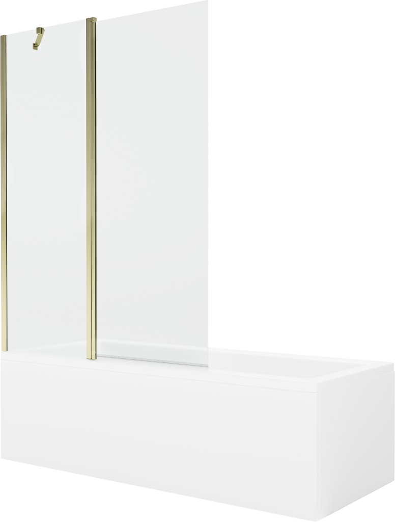 MEXEN/S Cubik obdélníková vana 170 x 70 cm s panelem + vanová zástěna 120 cm, transparent, zlatá 550317070X9412115000