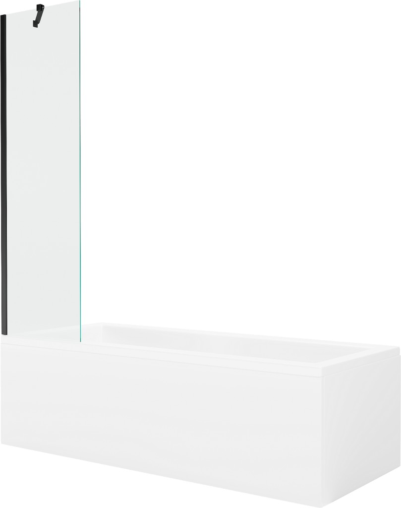 MEXEN/S Cubik obdélníková vana 170 x 70 cm s panelem + vanová zástěna 50 cm, transparent, černá 550317070X9505000070