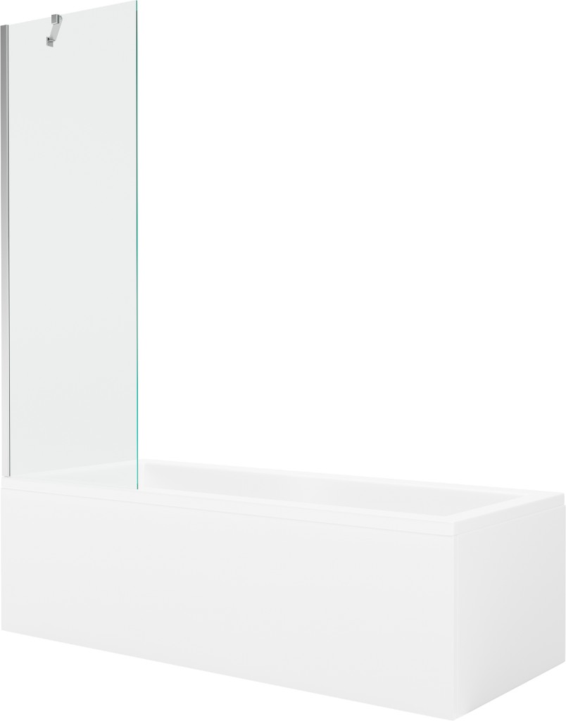 MEXEN/S Cubik obdélníková vana 170 x 70 cm s panelem + vanová zástěna 60 cm, transparent, chrom 550317070X9506000001