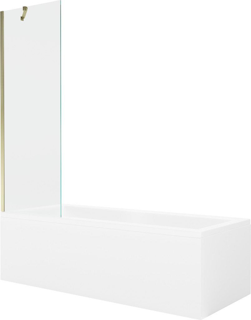 MEXEN/S Cubik obdélníková vana 170 x 70 cm s panelem + vanová zástěna 60 cm, transparent, zlatá 550317070X9506000050