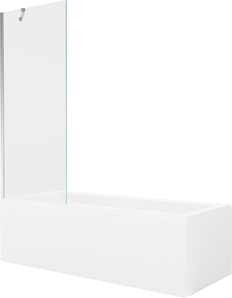 MEXEN/S Cubik obdélníková vana 170 x 70 cm s panelem + vanová zástěna 70 cm, transparent, chrom 550317070X9507000001