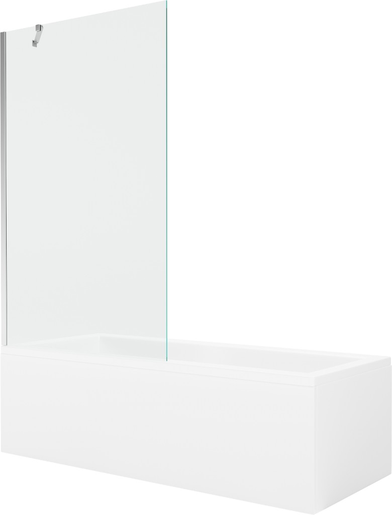 MEXEN/S Cubik obdélníková vana 170 x 70 cm s panelem + vanová zástěna 100 cm, transparent, chrom 550317070X9510000001